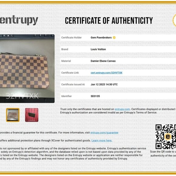 Louis Vuitton Damier Ebene Neverfull Pouch SD3135 - Picture 2 of 13